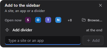 The Add drawer with the Windows apps open now